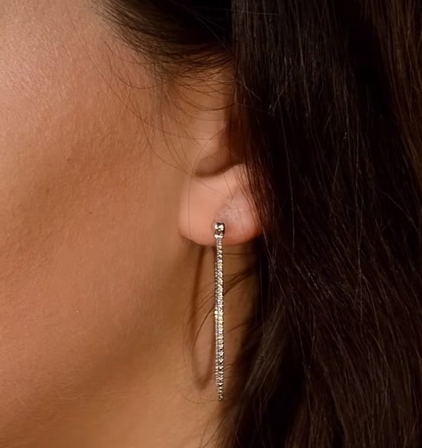 Diamond Hoops Earrings 35mm in Sterling Silver