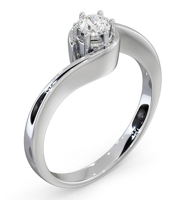 Certified Leah 18K White Gold Diamond Engagement Ring 0.33CT-F-G/VS