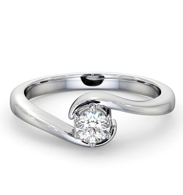 Certified Leah 18K White Gold Diamond Engagement Ring 0.25CT