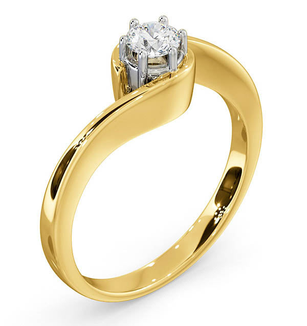 Certified Leah 18K Gold Diamond Engagement Ring 0.25CT