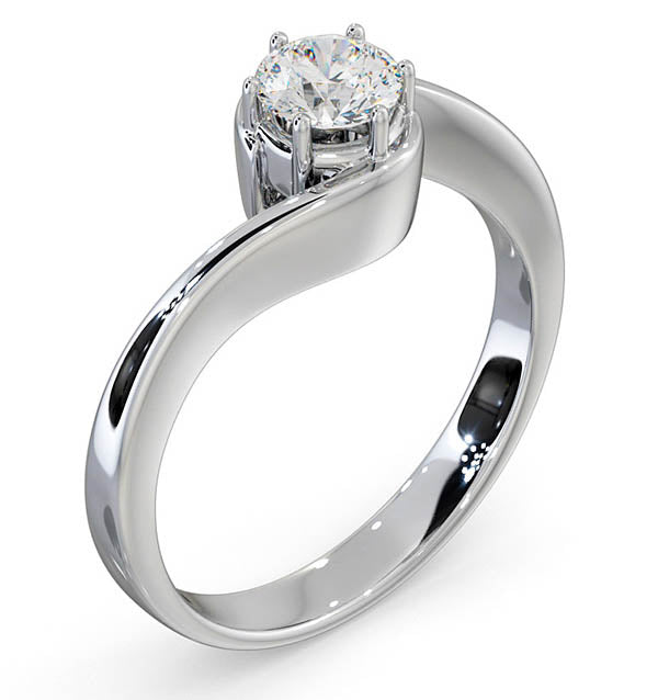 Certified 0.50CT Leah 18K White Gold Engagement Ring E/VS1