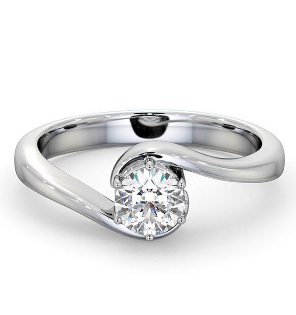 Certified 0.50CT Leah 18K White Gold Engagement Ring E/VS1
