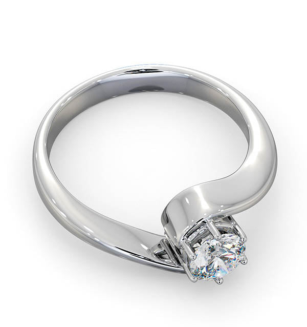 Certified 0.50CT Leah 18K White Gold Engagement Ring E/VS1