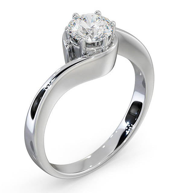 Certified 0.70CT Leah 18K White Gold Engagement Ring G/SI1