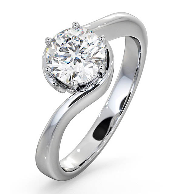 Certified 1.00CT Leah 18K White Gold Engagement Ring G/SI2