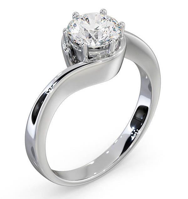 Certified 1.00CT Leah 18K White Gold Engagement Ring G/SI2