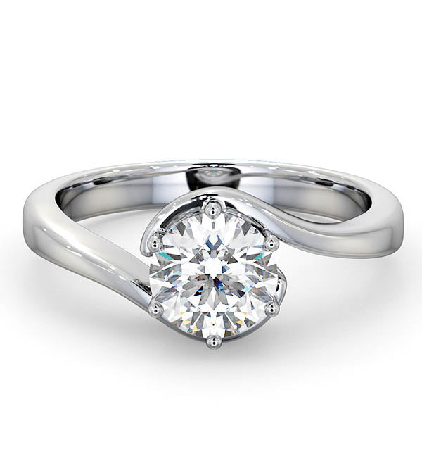 Certified 1.00CT Leah 18K White Gold Engagement Ring G/SI2