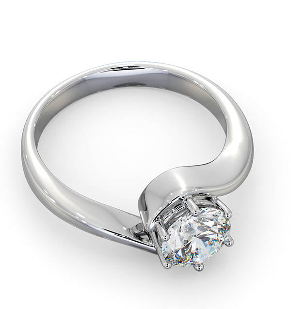Certified 1.00CT Leah 18K White Gold Engagement Ring G/SI2
