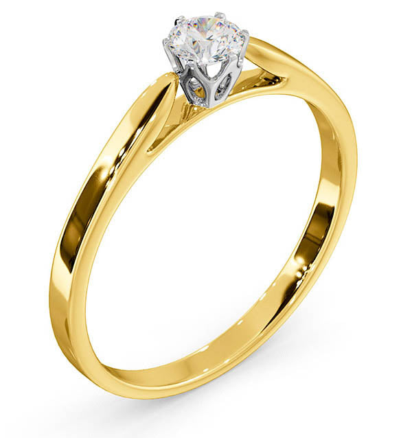Certified Low Set Chloe 18K Gold Diamond Engagement Ring 0.25CT-F-G/VS