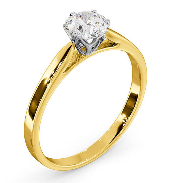 Certified 0.70CT Chloe Low 18K Gold Engagement Ring E/VS1