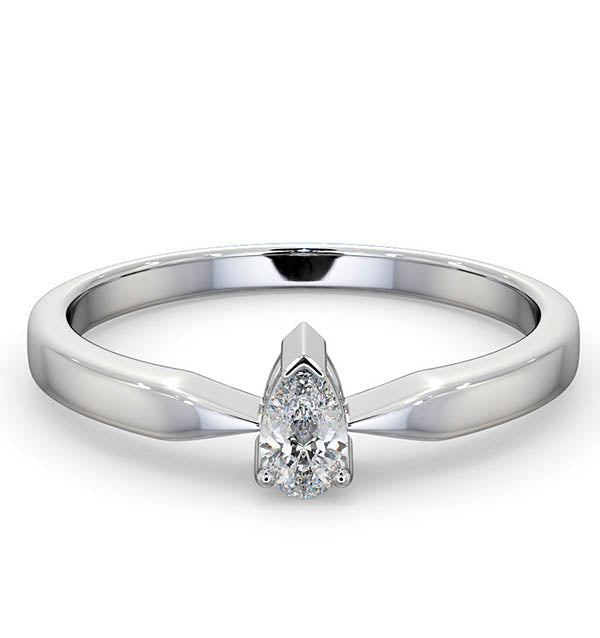 Certified Pear Shaped Platinum Diamond Engagement Ring 0.25CT-G/Vs