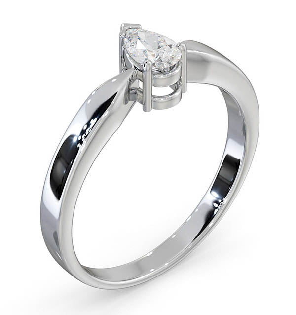 Engagement Ring Certified Pear Shaped Diamond 0.33CT G/VS 18K Gold