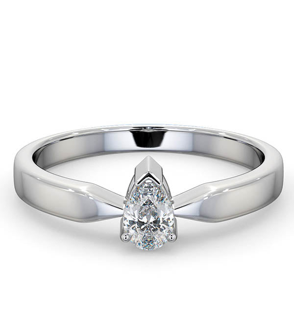 Engagement Ring Certified Pear Shaped Diamond 0.33CT G/VS 18K Gold
