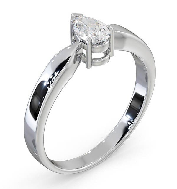 Certified Pear Shaped Platinum Diamond Engagement Ring 0.50CT-H/Si