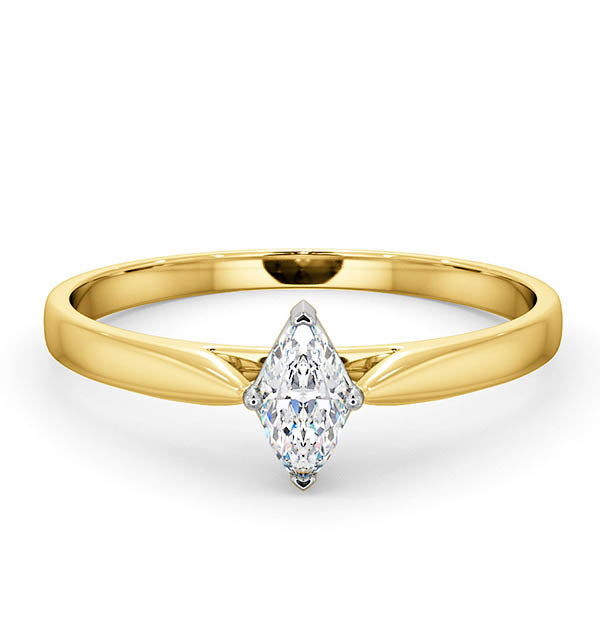 Certified Marquise 18K Gold Diamond Engagement Ring 0.25CT-G-H/SI