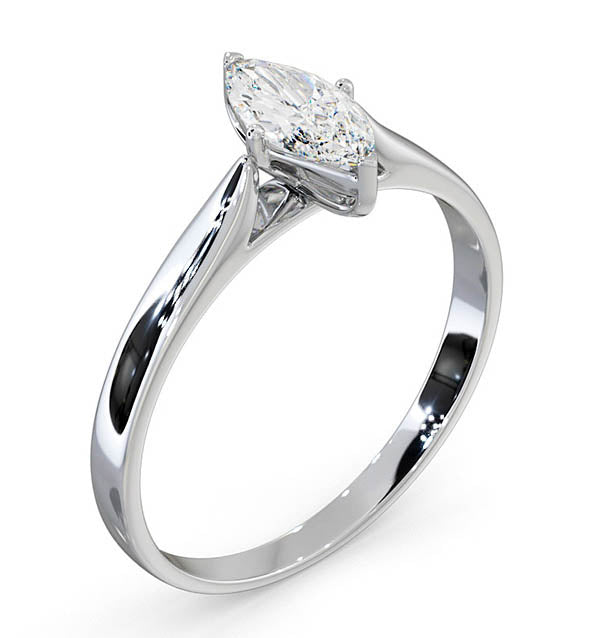 Engagement Ring Certified Marquise Diamond 0.50CT G/VS 18K White Gold