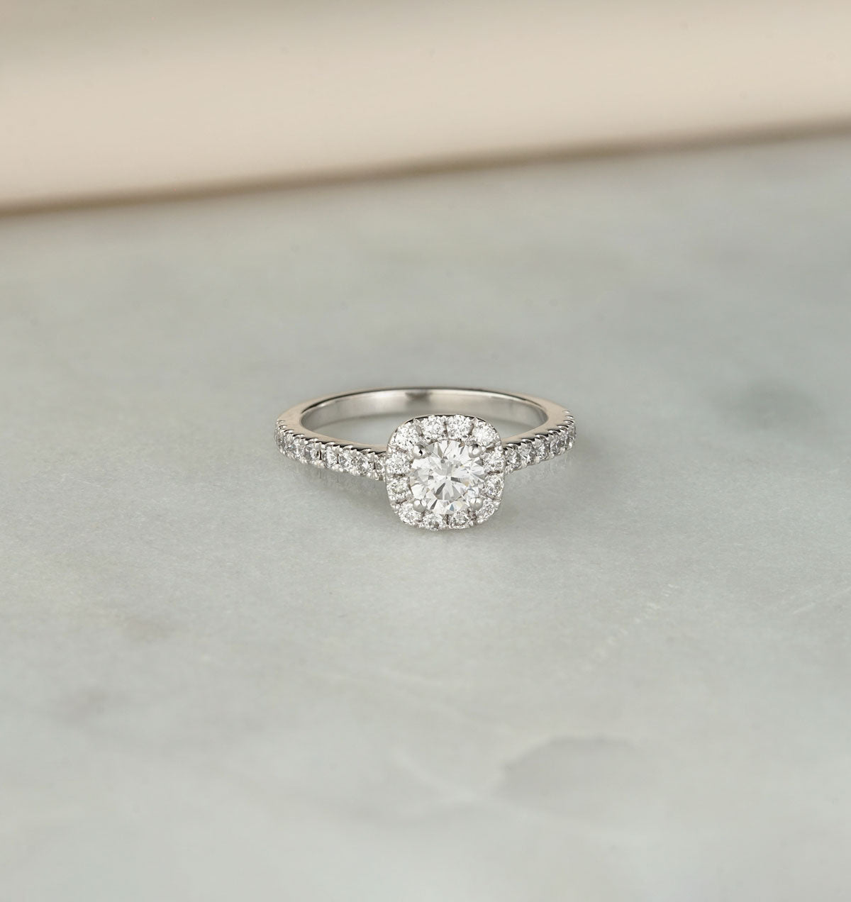 Elizabeth GIA Diamond Halo Engagement Ring in Platinum 1.30ct G/SI1