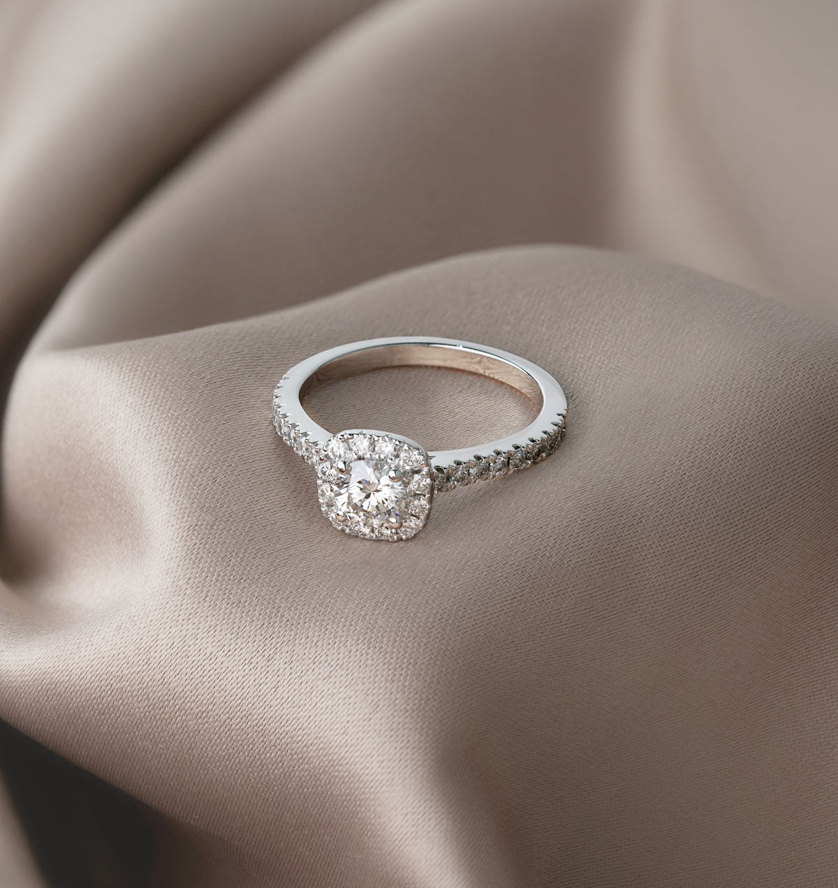 Elizabeth GIA Diamond Halo Engagement Ring in Platinum 1.30ct G/SI1