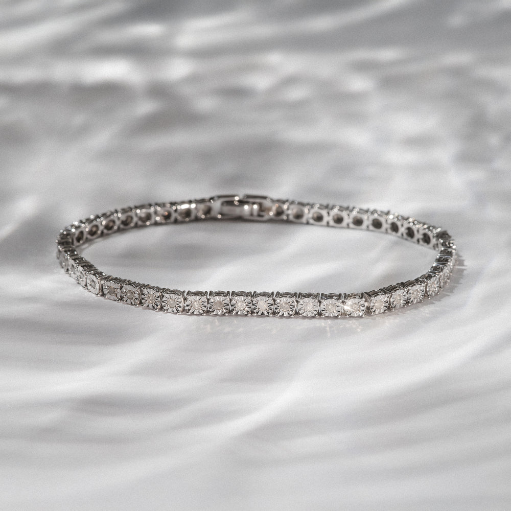 Mens Lab Diamond 1.00ct Tennis Bracelet in 925 Silver