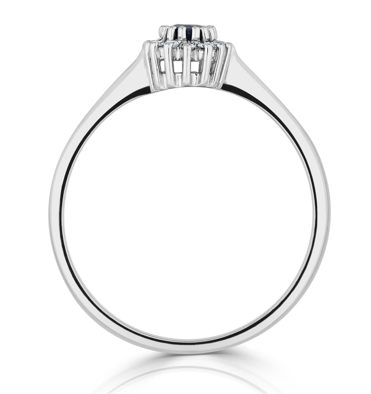 Sapphire 5 x 3mm And Diamond 9K White Gold Ring A4432