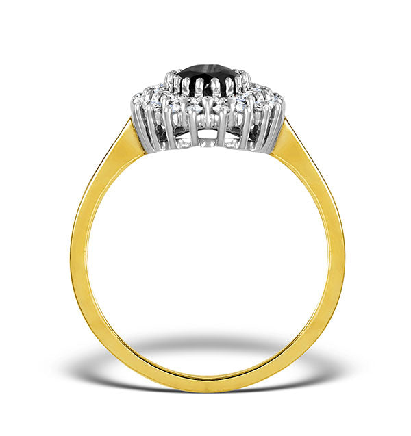Sapphire 7 x 5mm And Diamond 18K Gold Ring FET35-U