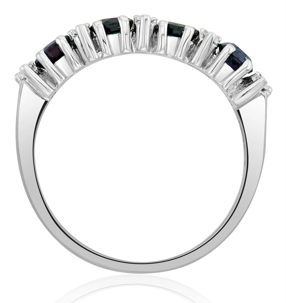 Sapphire 0.85ct And Diamond 9K White Gold Ring