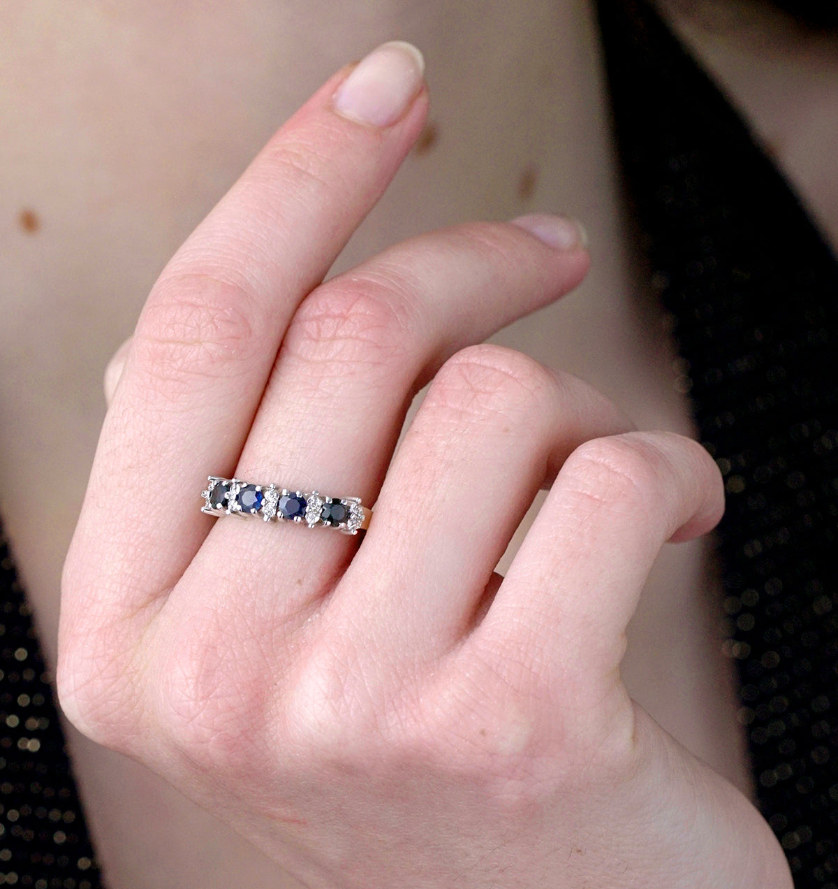 Sapphire 0.85ct And Diamond 9K White Gold Ring