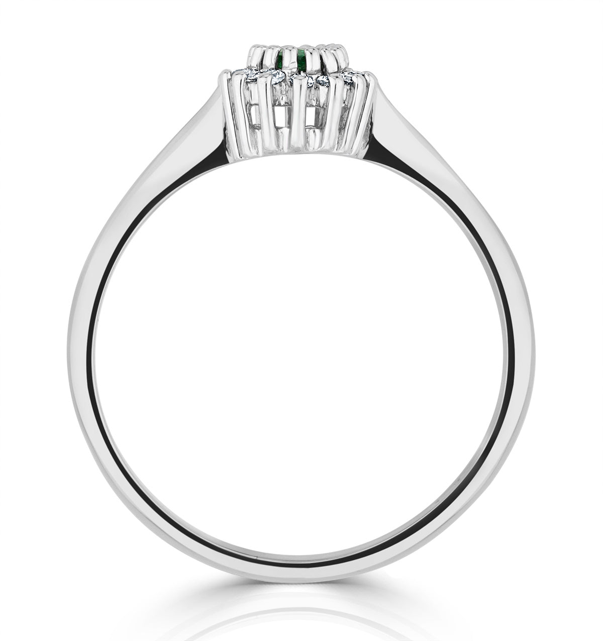 Emerald 5 x 3mm And Diamond 18K White Gold Ring FET29-GY