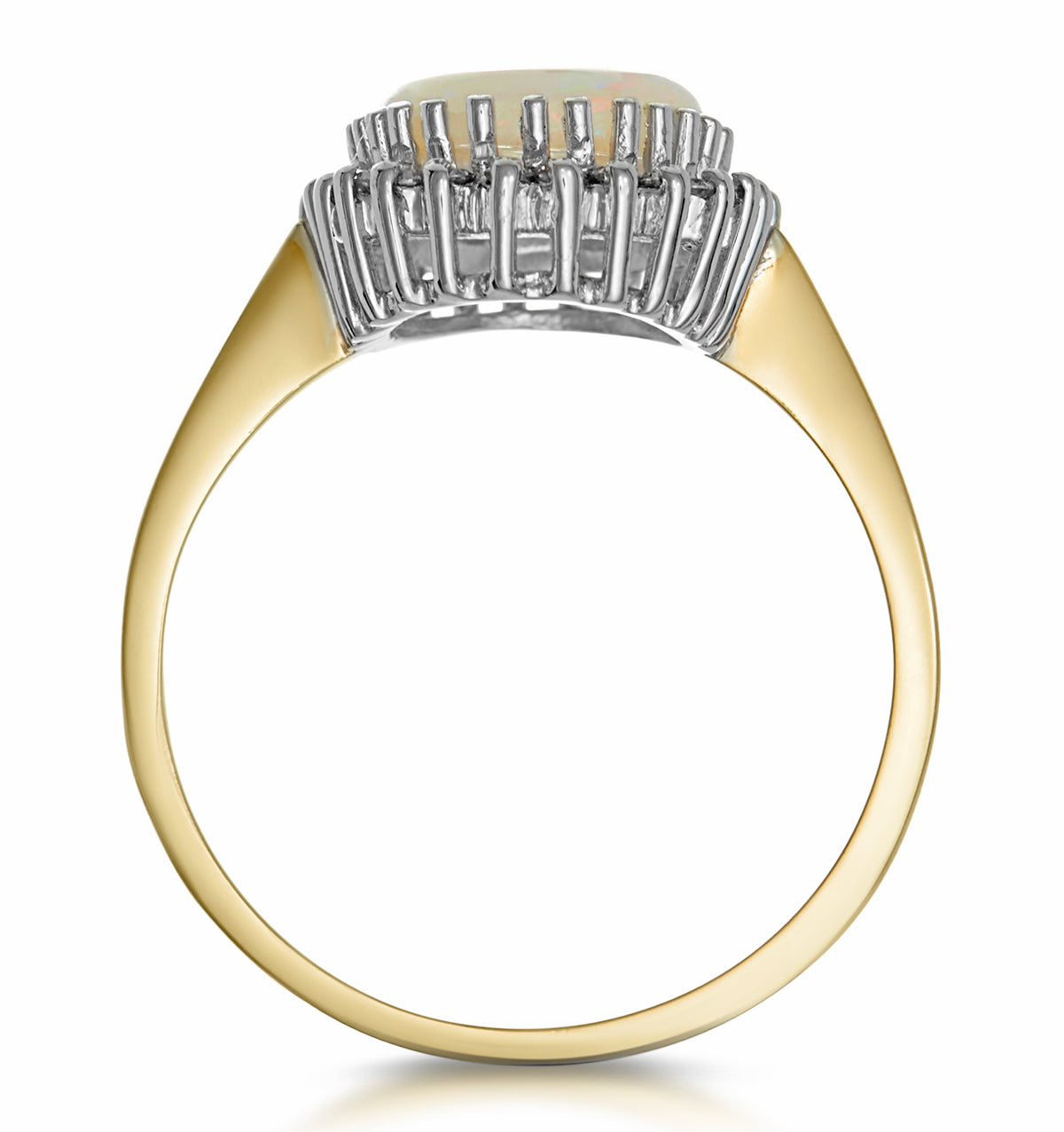 Opal 10 x 8mm And Diamond 9K Yellow Gold Ring