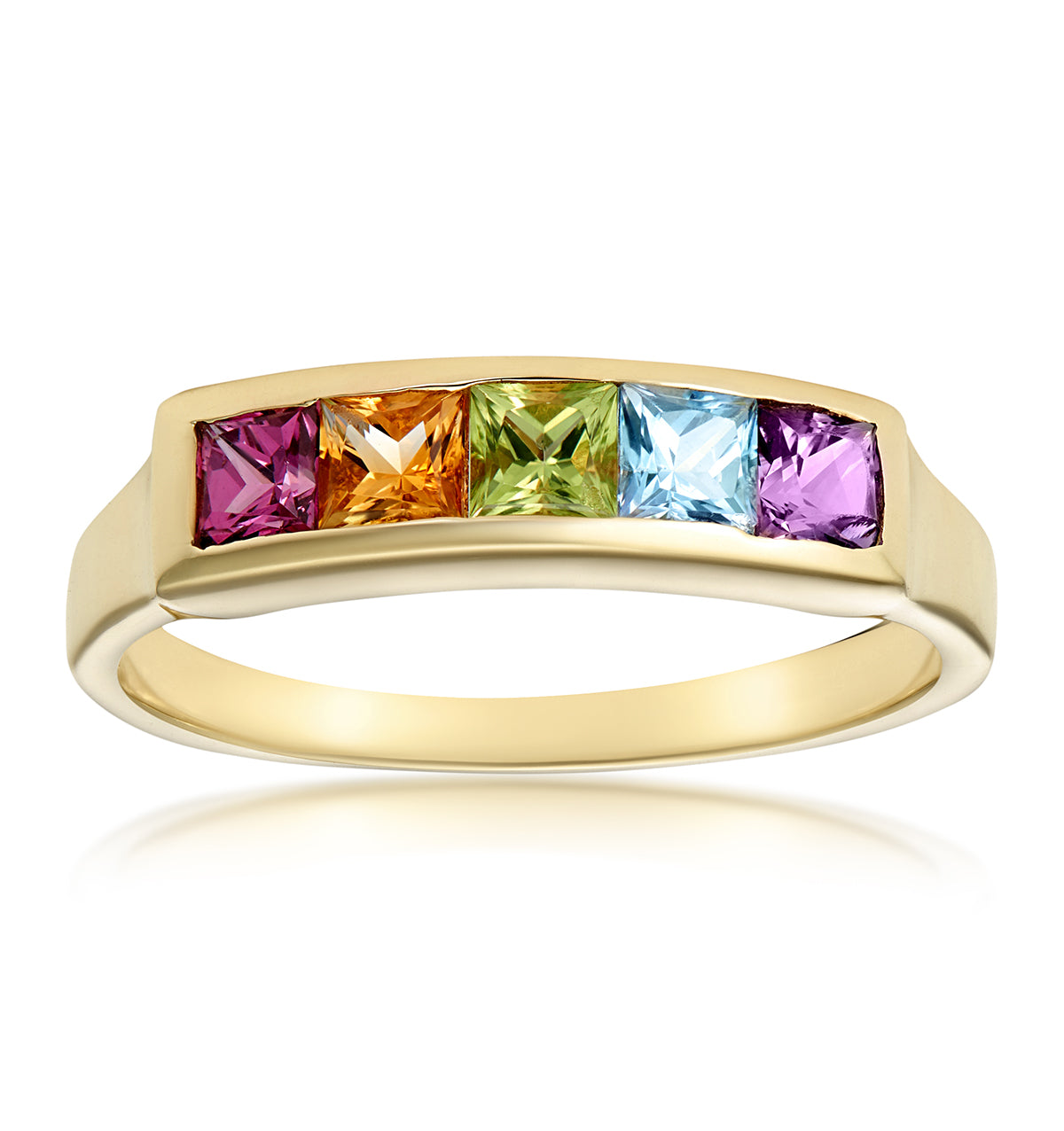 Multi Gem Stone 9K Yellow Gold Ring