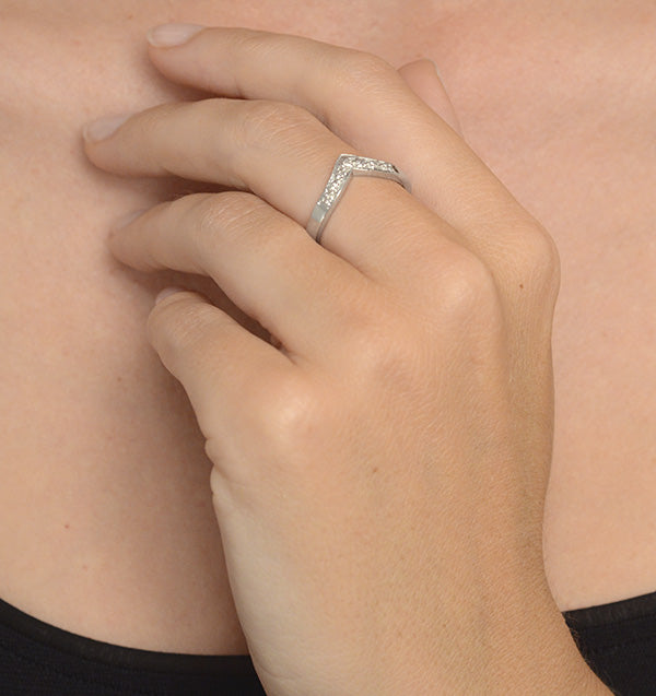 Diamond 0.11ct 9K White Gold Wishbone Ring