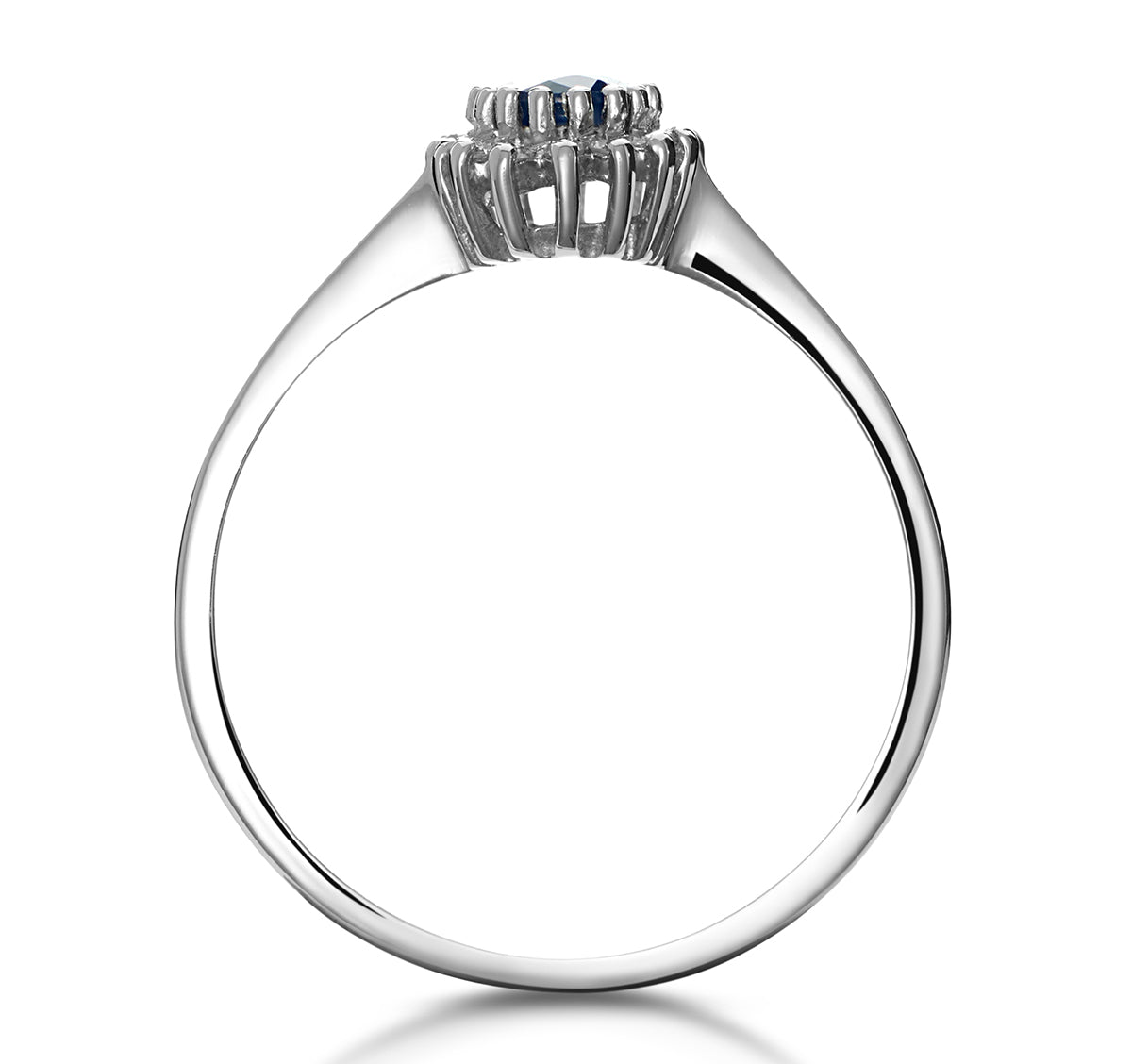 Sapphire 6 x 4mm And Diamond 9K White Gold Ring A3906