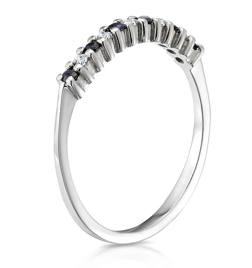Sapphire 0.10ct And Diamond 9K White Gold Ring
