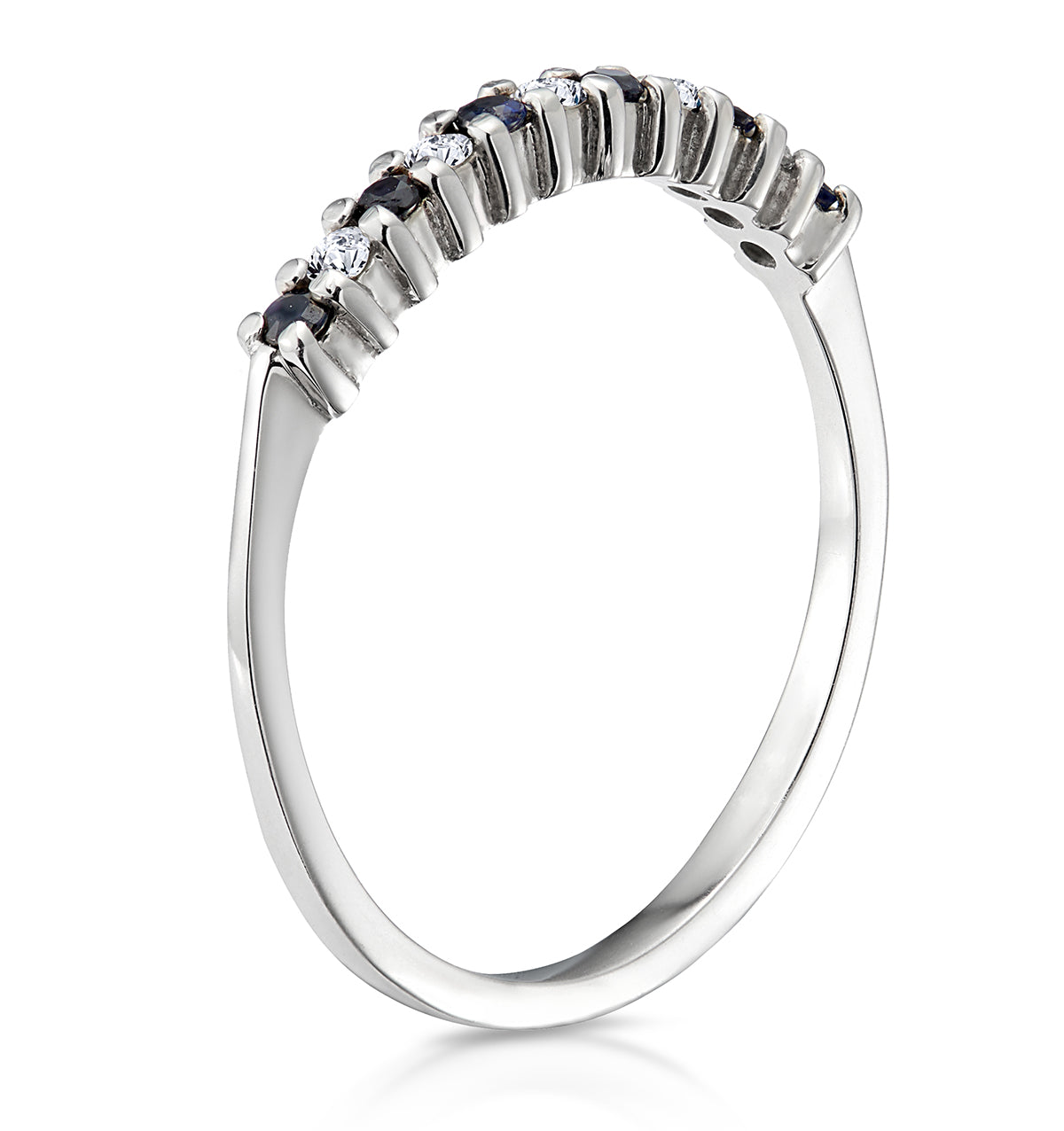 Sapphire 0.10ct And Diamond 9K White Gold Ring