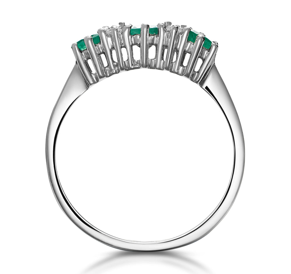 Emerald 0.45ct And Diamond 9K White Gold Ring