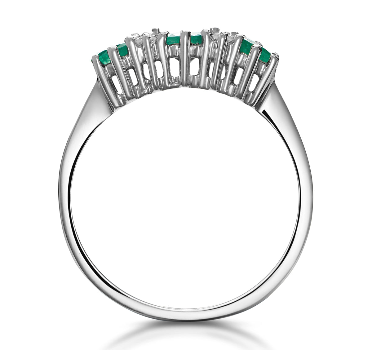 Emerald 0.45ct And Diamond 9K White Gold Ring