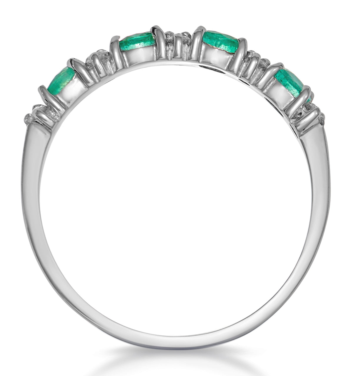 Emerald 0.60ct And Diamond 9K White Gold Ring