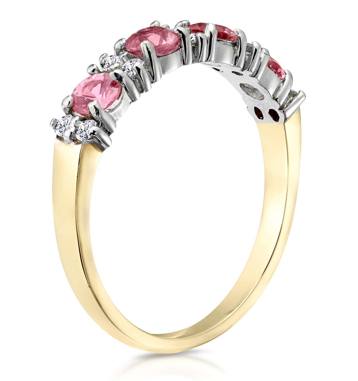 Pink Sapphire and 0.15ct Diamond Ring 9K Yellow Gold