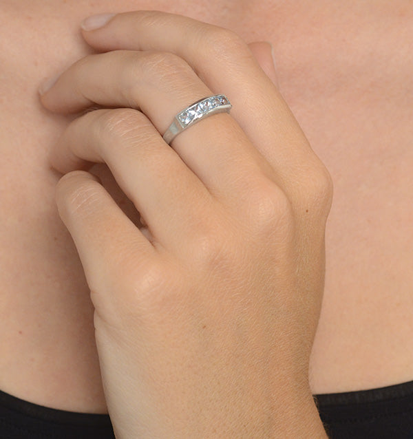 Sky Blue Topaz 0.90CT 9K White Gold Ring