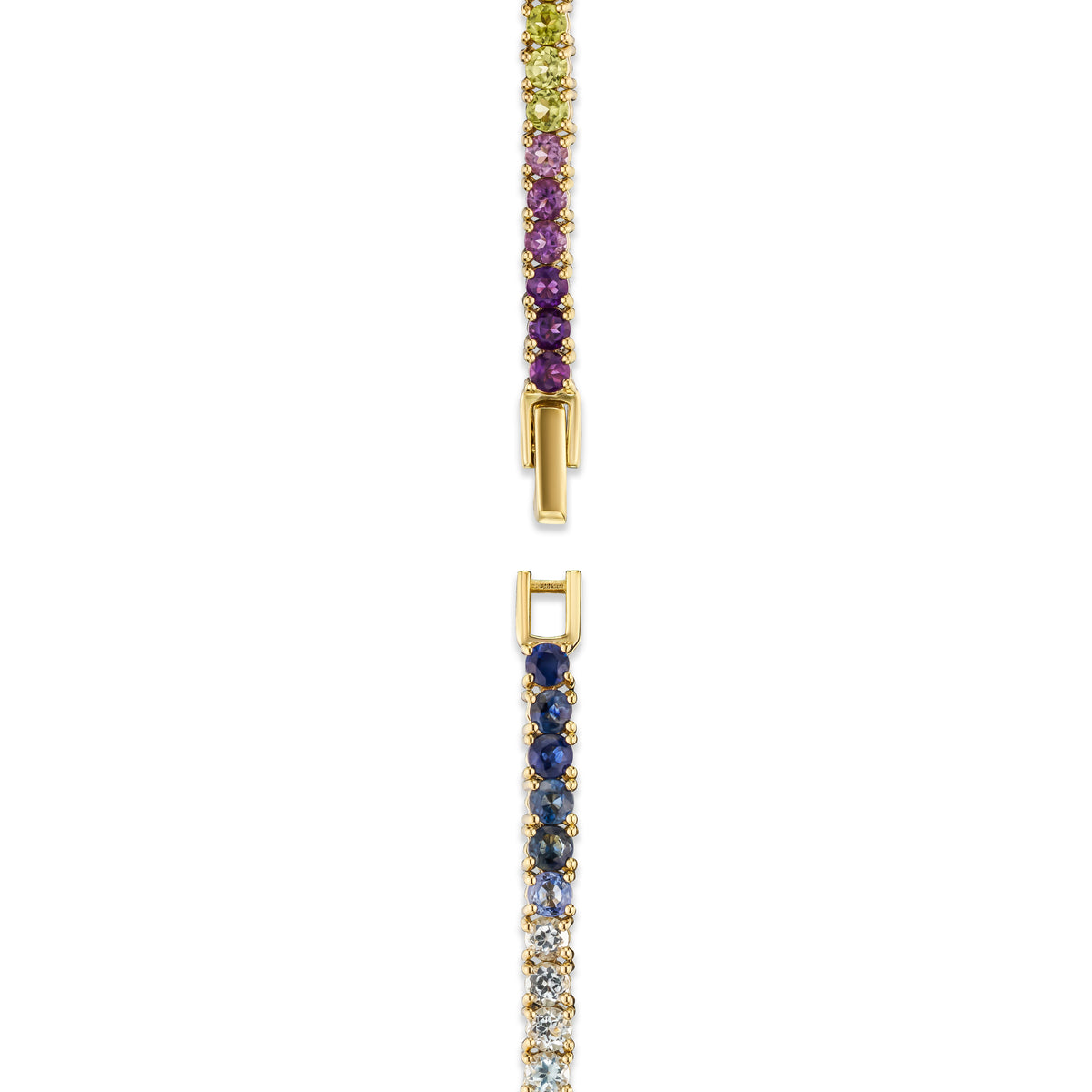 Mens Rainbow Gem Stones Bracelet 10ct Set in 9K Yellow Gold