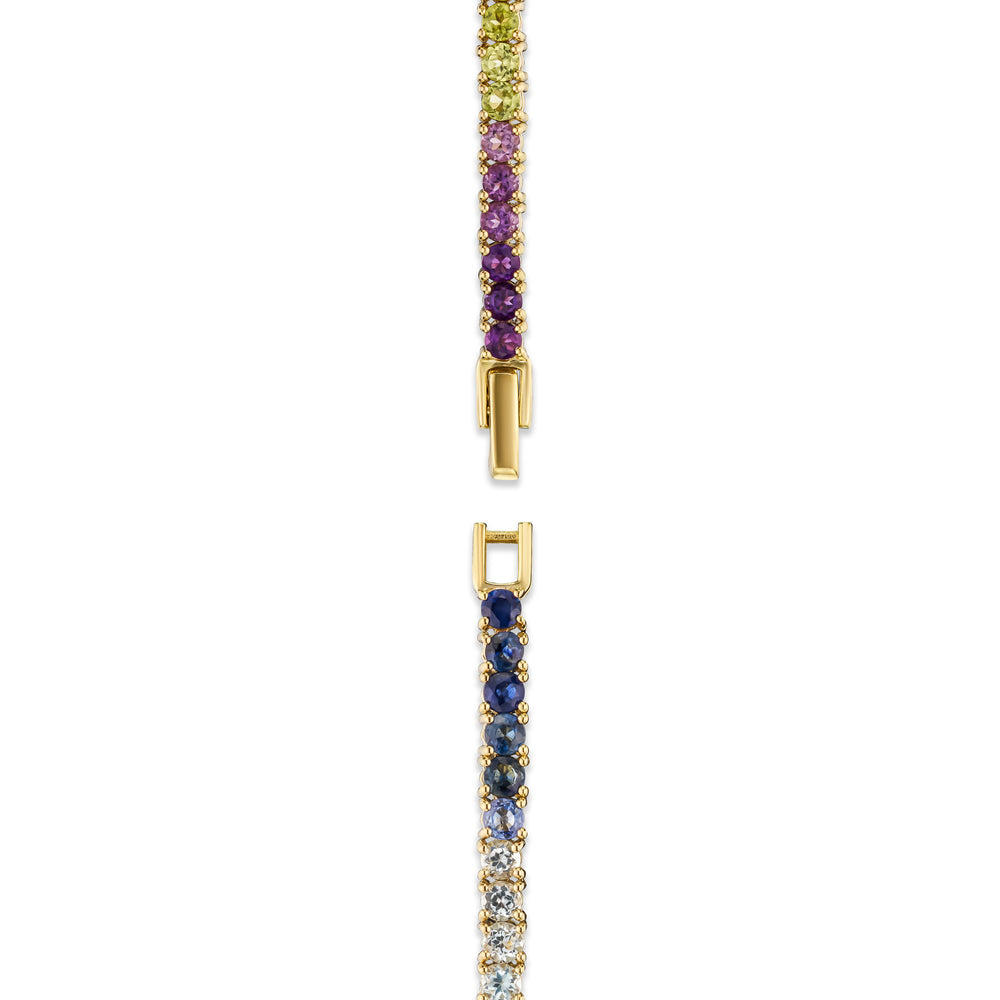 Rainbow Gem Stones Bracelet 10ct Set in 9K Yellow Gold