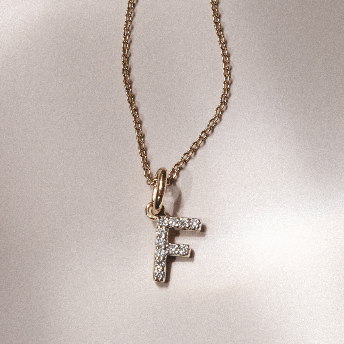Love Letter Initial F Lab Diamond Necklace set in 18K Gold Vermeil