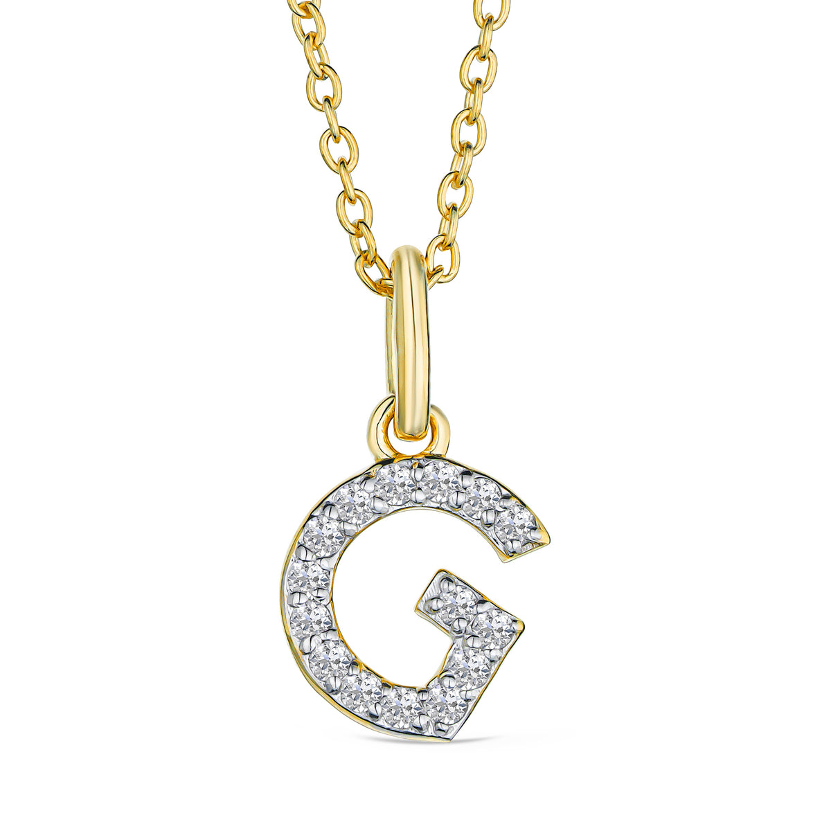 Love Letter Initial G Lab Diamond Necklace set in 18K Gold Vermeil