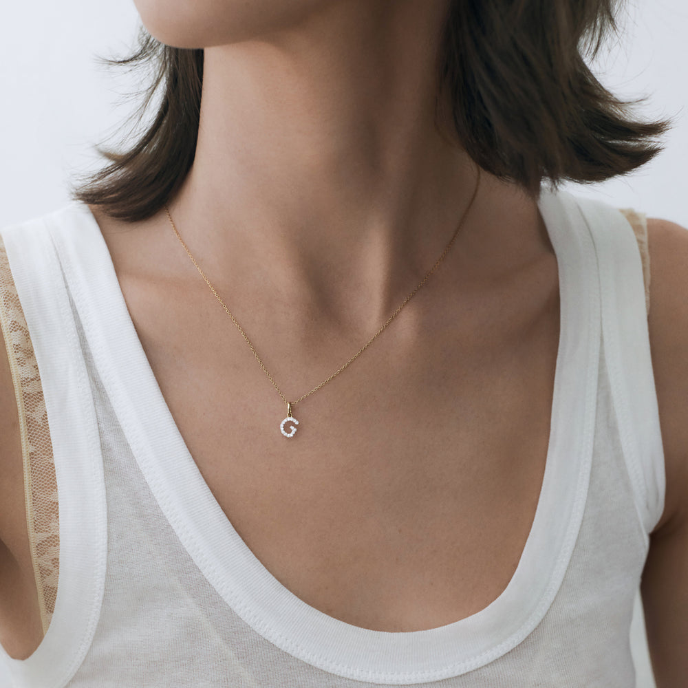 Love Letter Initial K Lab Diamond Necklace set in 18K Gold Vermeil