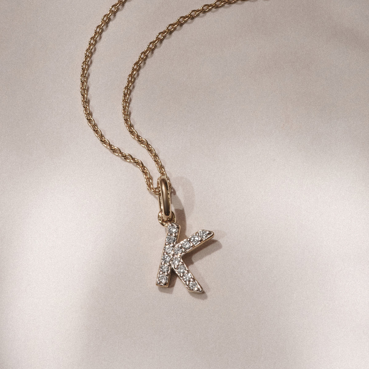 Love Letter Initial K Lab Diamond Necklace set in 18K Gold Vermeil