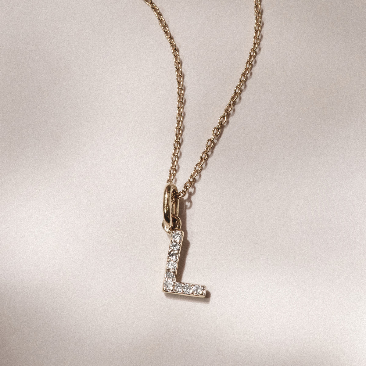 Love Letter Initial L Lab Diamond Necklace set in 18K Gold Vermeil