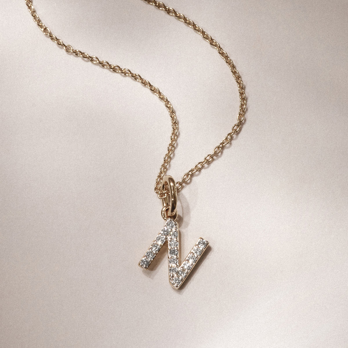Love Letter Initial N Lab Diamond Necklace set in 18K Gold Vermeil