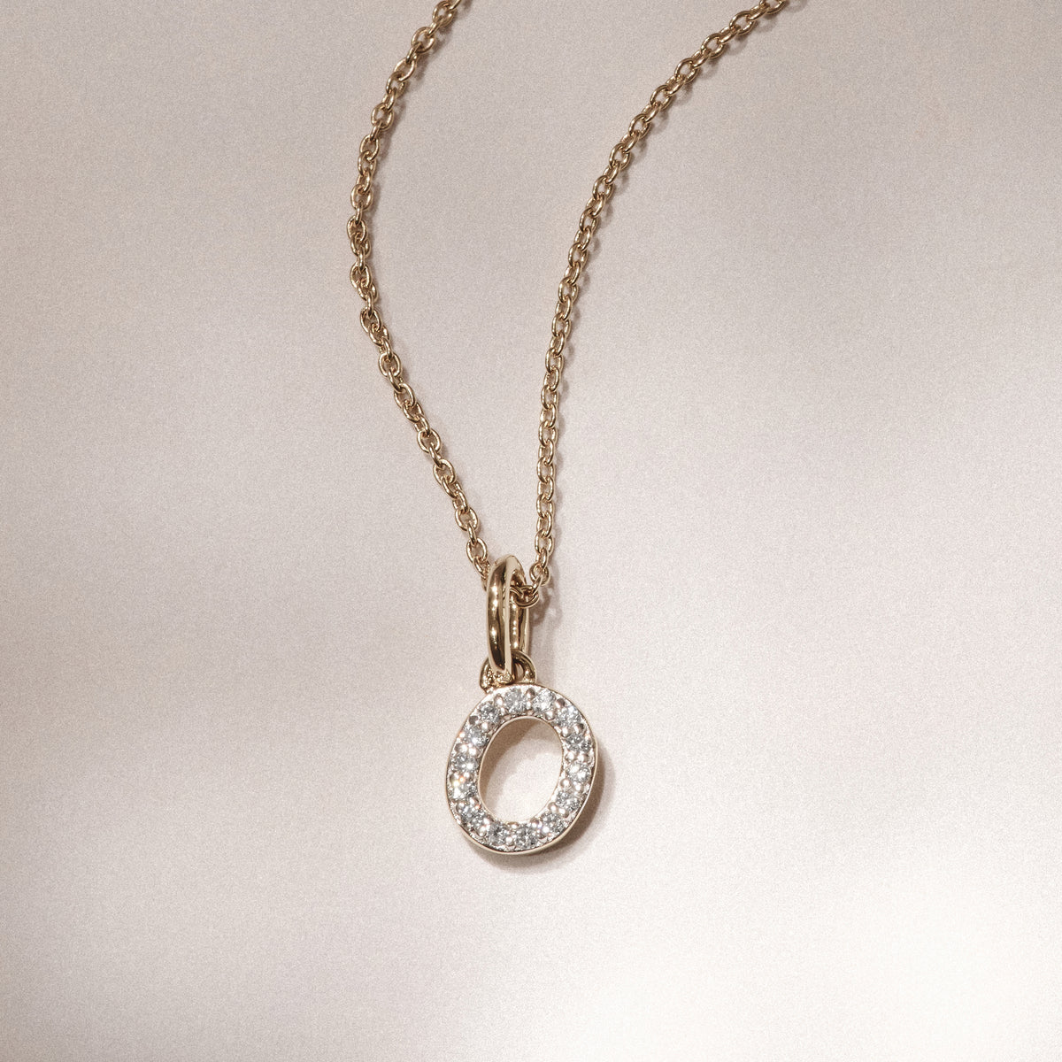 Love Letter Initial O Lab Diamond Necklace set in 18K Gold Vermeil