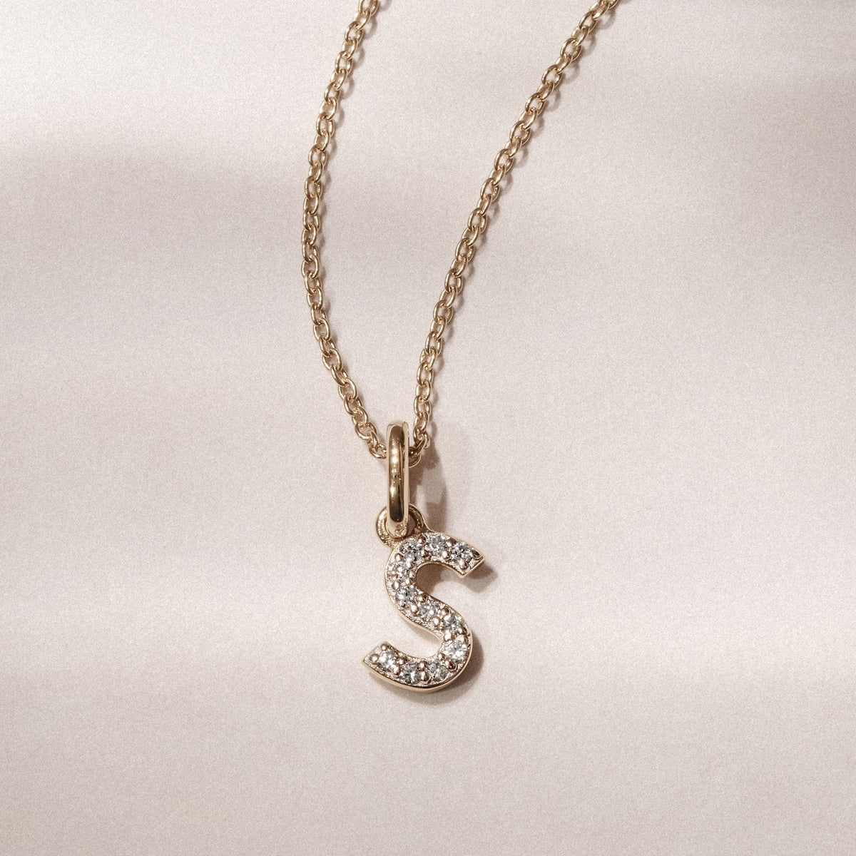 Love Letter Initial S Lab Diamond Necklace set in 18K Gold Vermeil