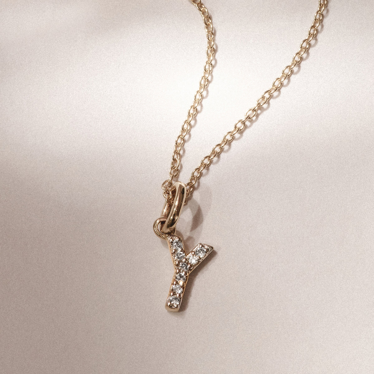 Love Letter Initial Y Lab Diamond Necklace set in 18K Gold Vermeil